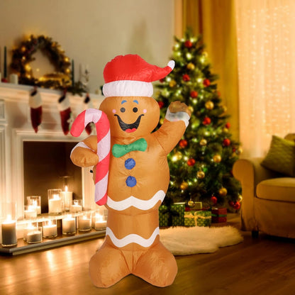 Inflatable Gingerbread Man, Satble Christmas Inflatable Gingerbread Man Excellent Stitching Bright Color Height 1.5M (AU Plug 100‑240V)