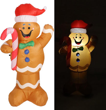 Inflatable Gingerbread Man, Satble Christmas Inflatable Gingerbread Man Excellent Stitching Bright Color Height 1.5M (AU Plug 100‑240V)