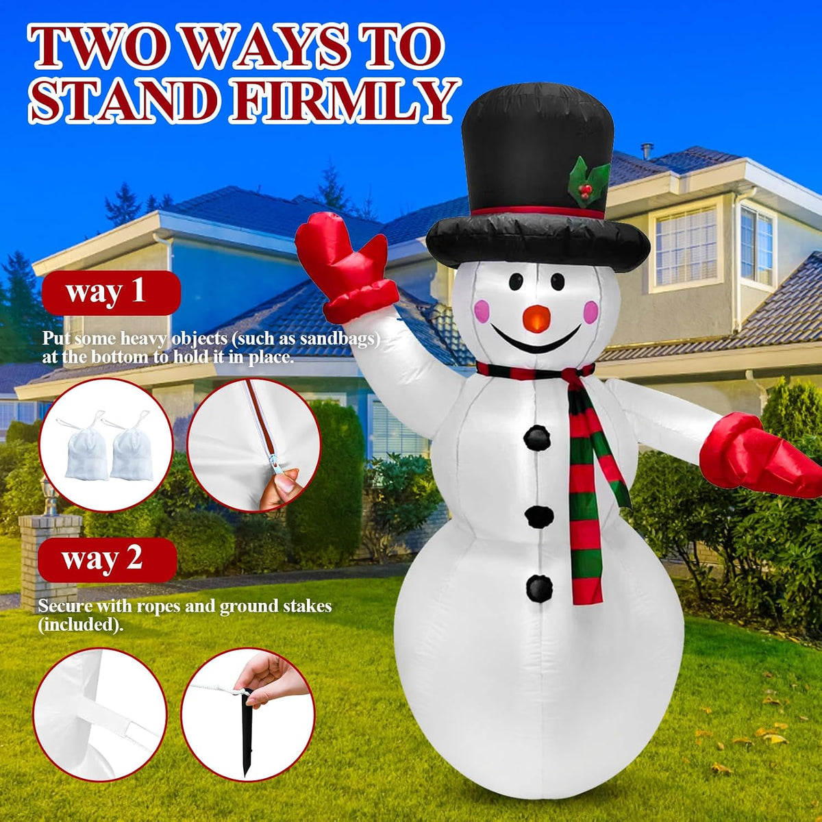 6Ft Christmas Inflatable Snowman - Outdoor Decoration Blow up Snowman Christmas Yard Decoration Blow up Holiday Indoor Outdoor Party Garden Christmas Yard Decorations with LED Light