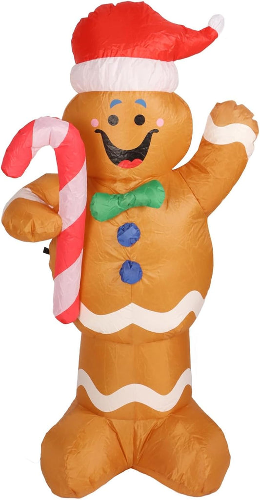 Inflatable Gingerbread Man, Satble Christmas Inflatable Gingerbread Man Excellent Stitching Bright Color Height 1.5M (AU Plug 100‑240V)