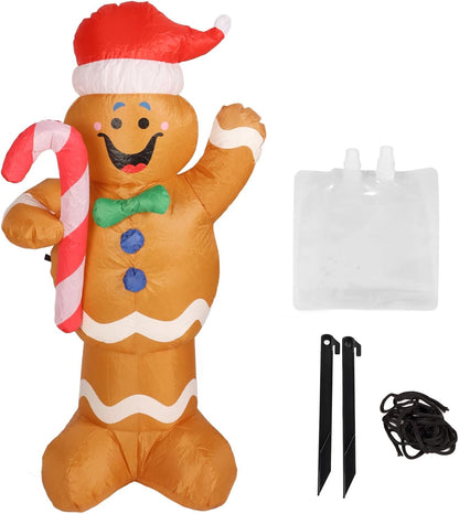 Inflatable Gingerbread Man, Satble Christmas Inflatable Gingerbread Man Excellent Stitching Bright Color Height 1.5M (AU Plug 100‑240V)